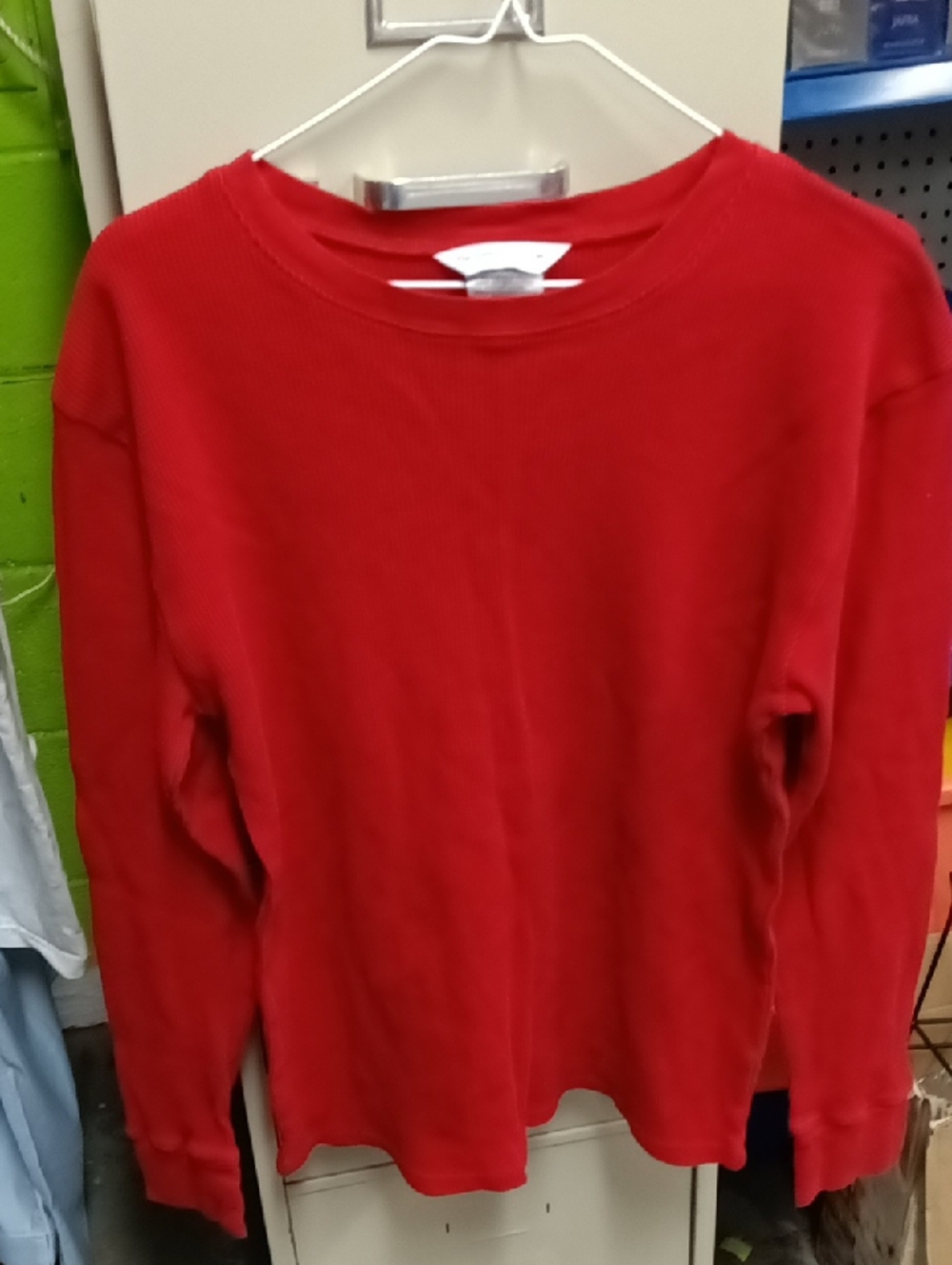 The Company Store Red Ribbed Crewneck Top